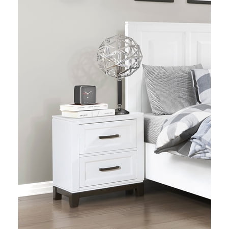 White Rustic Look - 2 Storage Drawers - Bedroom Arrangement - Simple Bedroom Furniture