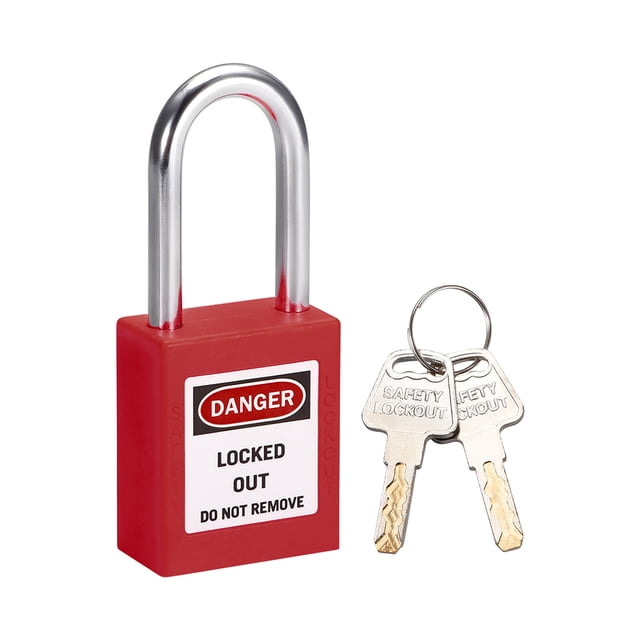 Uxcell Candado de Bloqueo Tagout con Llave, Shackle de Acero Nylon Rojo 1pcs