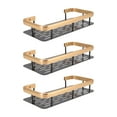 thumbnail image 3 of Shower Storage Rack, Shower Shelf Basket Aluminum Rectangle Punch Free 3 Layers with  Stickers for Home Black,Black Gold, 3 of 8