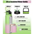 thumbnail image 2 of Gym Water Bottle with Straw | Oldley Insulated 20oz Stainless Steel | One-Click Lid & Leak Proof Cap for Workouts, 2 of 10