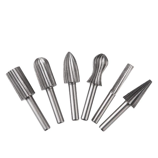 Paquete de 6 mm de fresas rotativas de tungsteno de doble corte, vástago de tungsteno Brocas para limar, grabar y pulir para herramientas rotativas