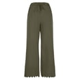 thumbnail image 5 of Ecqkame Womens Wide Leg Cotton Linen Pants Casual Loose Solid Color Elastic Waist Pant Lightweight Flowy Trousers with Pockets Green XL, 5 of 8