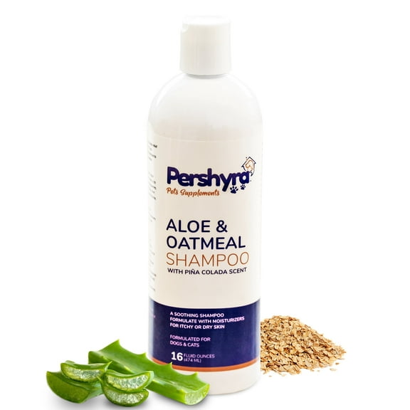 Pershyra - Soothing Aloe and Oatmeal Shampoo for Dogs & Cats With Itchy Skin - 16oz