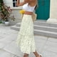 thumbnail image 3 of Gibobby faldas largas de mujer casuales Falda a media pierna con cintura elástica y estampado de lunares para mujer Falda de princesa hinchada(Beige， L), 3 of 5