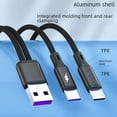 thumbnail image 2 of Cable de carga súper rápida 6A, dos en uno, con un solo arrastre, para Apple, Android, Huawei, cable de datos multifunción tipo C, 2 of 4