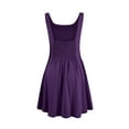thumbnail image 5 of Diufon Plus Size Dresses for Women Solid Color Mini Dress Square Neck Sleeveless Pleated A-Line Dress, 5 of 7
