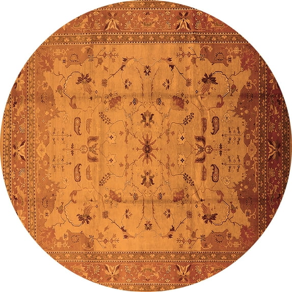 Ahgly Company Indoor Round Oriental Orange Industrial Area Rugs, 5' Round