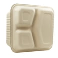 thumbnail image 3 of 9x9x3 Compostable 3 compartment Fiber Molded/Bagasse Take out Container, Hinged, Unbleached, 200 CT, 3 of 4