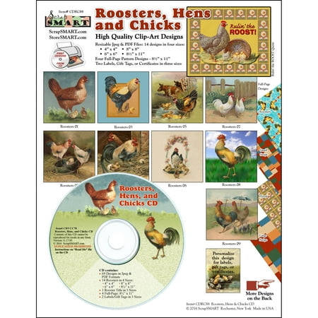 ScrapSMART Roosters, Hens and Chicks Clip-Art CD-ROM, Vintage Images for Scrapbook, Craft, Sewing