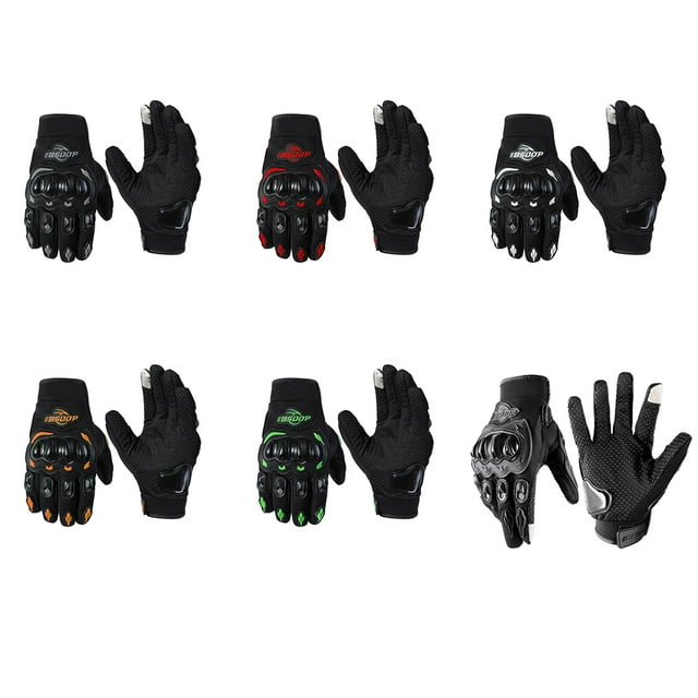 Baohd Durable Leather Cycling Gloves With Breathable Perforations For Comfort Summer Motorcycle Gloves red L