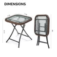 thumbnail image 6 of Ktaxon Foldable 17.7" Ratten Patio Side Table with Tempered Glass Top, Folding Sofa End Table with Wicker Decorations for Lawn Garden Balcony Porch Deck Pool (Square, Brown), 6 of 9