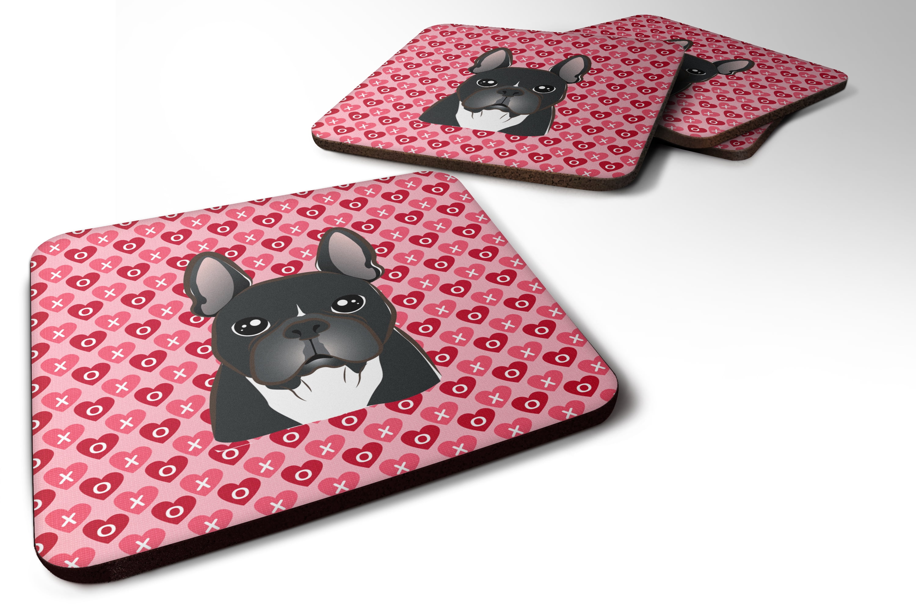 Set of 4 French Bulldog Hearts Foam Coasters Set of 4 BB5297FC