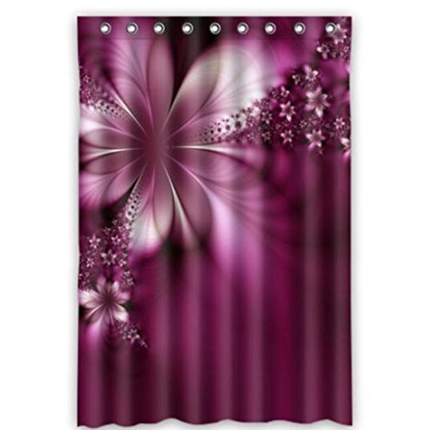 MOHome Purple Flower Shower Curtain Waterproof Polyester Fabric Shower