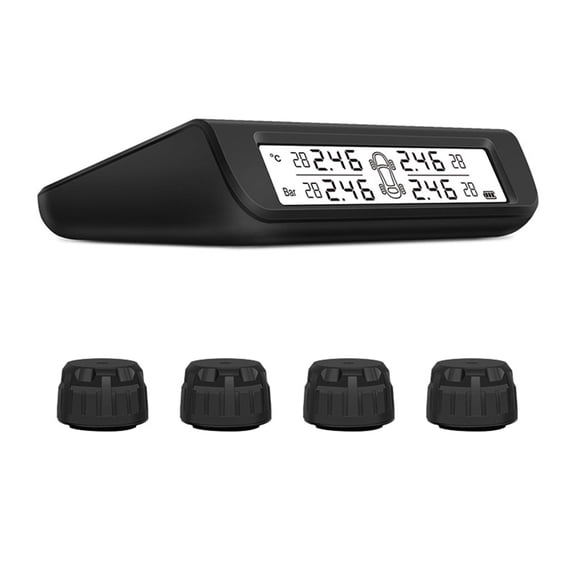 Car Tire Pressure Monitoring System with 4 External Sensors TPMS Wireless Solar Tire Pressure Monitoring System Real Time Alerts for Car RV Trailer Truck Tow Motorhome