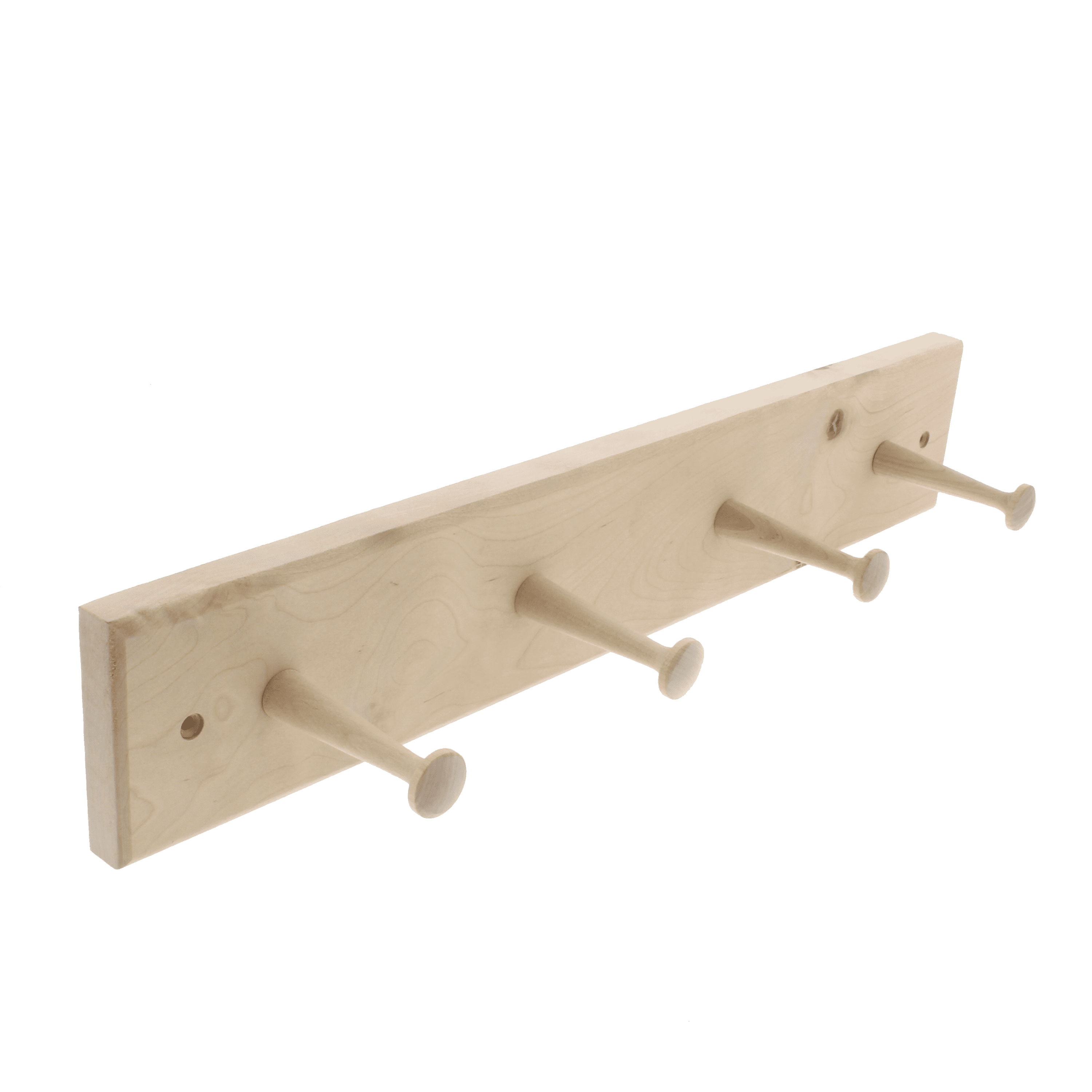 Mainstays 18 in. Wall Mounted Unfinished Wood Hook Rack, 4 Pegs 