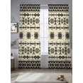 thumbnail image 2 of Black Khaki Boho Sheer Curtains 84 Inch Length 2 Panels Set Window Treatments, Vintage Ethnic Tribe Abstract Art Retro Rod Pocket Semi Curtains for Living Room/Bedroom/Kitchen Décor, 104"W x 84"L, 2 of 7