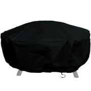 Sunnydaze Round Outdoor Fire Pit Cover - Weather Resistant Black Heavy Duty Vinyl PVC with Drawstring Closure - 80 Inch