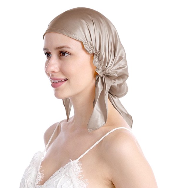 Guardoinrt Sleep Aid Silk Cap - Say Goodbye To Tossing And Turning for At Night Comfortable Silk Night Sleep Cap Cold Prevention Rice grey One size fits all 1Set