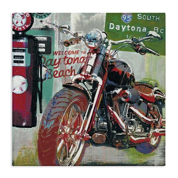 Stupell Industries Traditional Motorcycle Gas Station Pop Art Canvas Art, 36 x 36, by Ray Foster