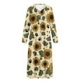 thumbnail image 5 of SEANATIVE Women's Soft Sleep Dress Cozy Long Sleeve Nightgown Button Front Sleep Shirt Full-Length Bedroom Loose Loungewear House Coat, XL, Sunflower Paw Retro, 5 of 7