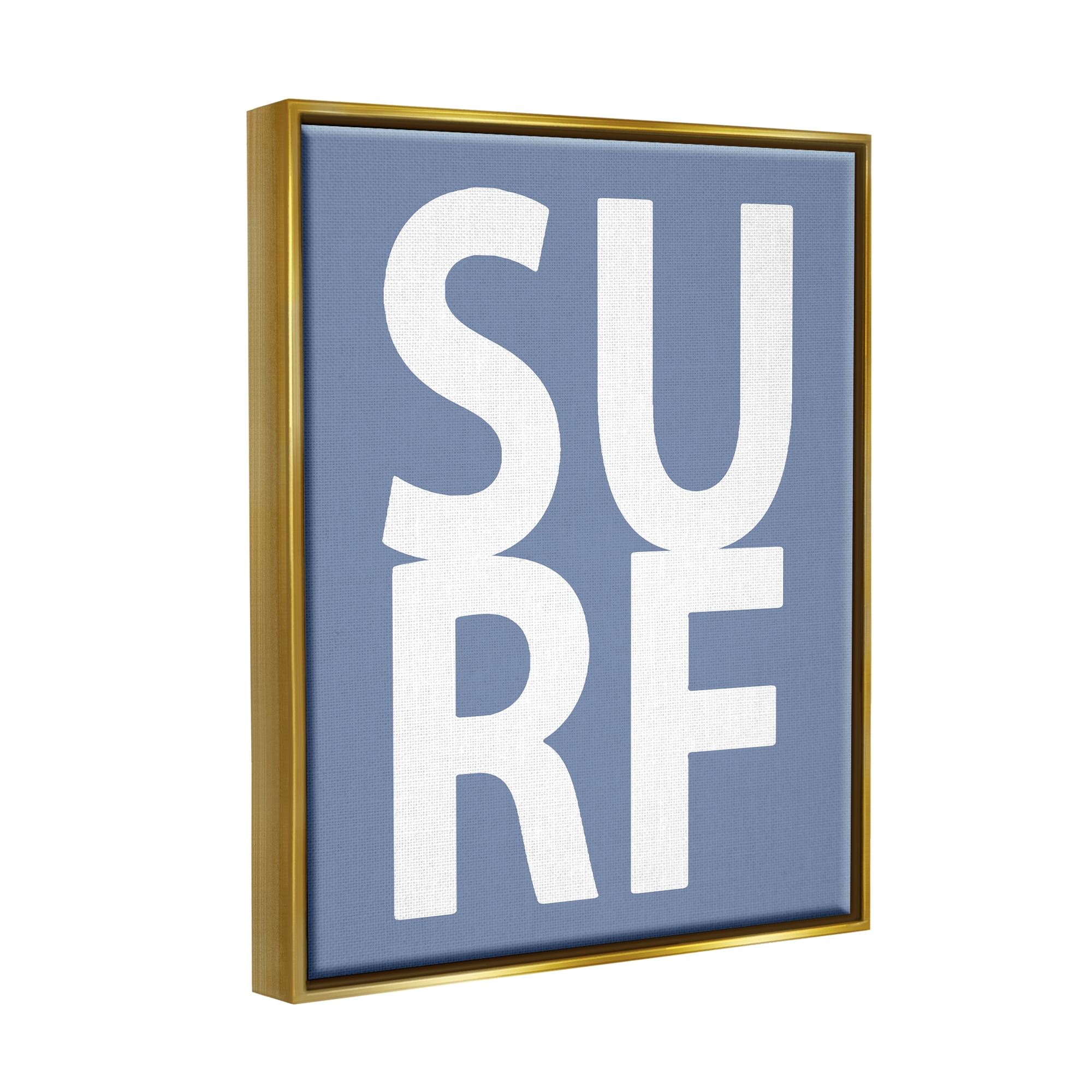 Stupell Industries Nautical Surf Text Nature Painting Gold Floater Framed Canvas Art Print Wall Art, 17 x 21