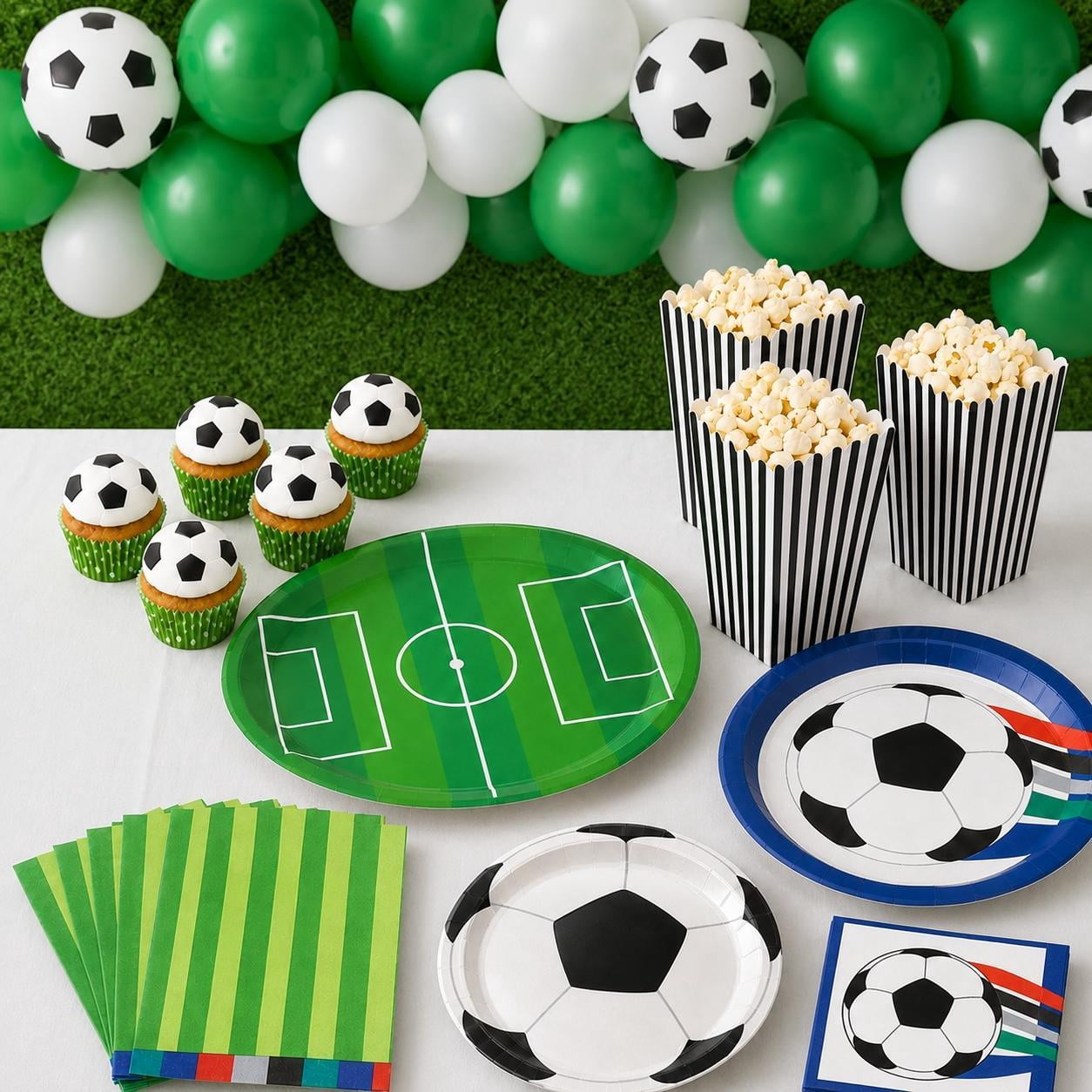45CT Soccer Tableware Napkin, Black, White, Red, Green, Blue, and Gray, Soccer by Way To Celebrate