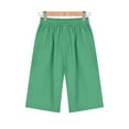 thumbnail image 4 of Women's Casual Bermuda Shorts Elastic Waist Cotton Linen Shorts with Pockets Casual Cotton Elastic Drawstring Summer Beach Bermuda Comfy Elastic Waist Shorts, 4 of 7