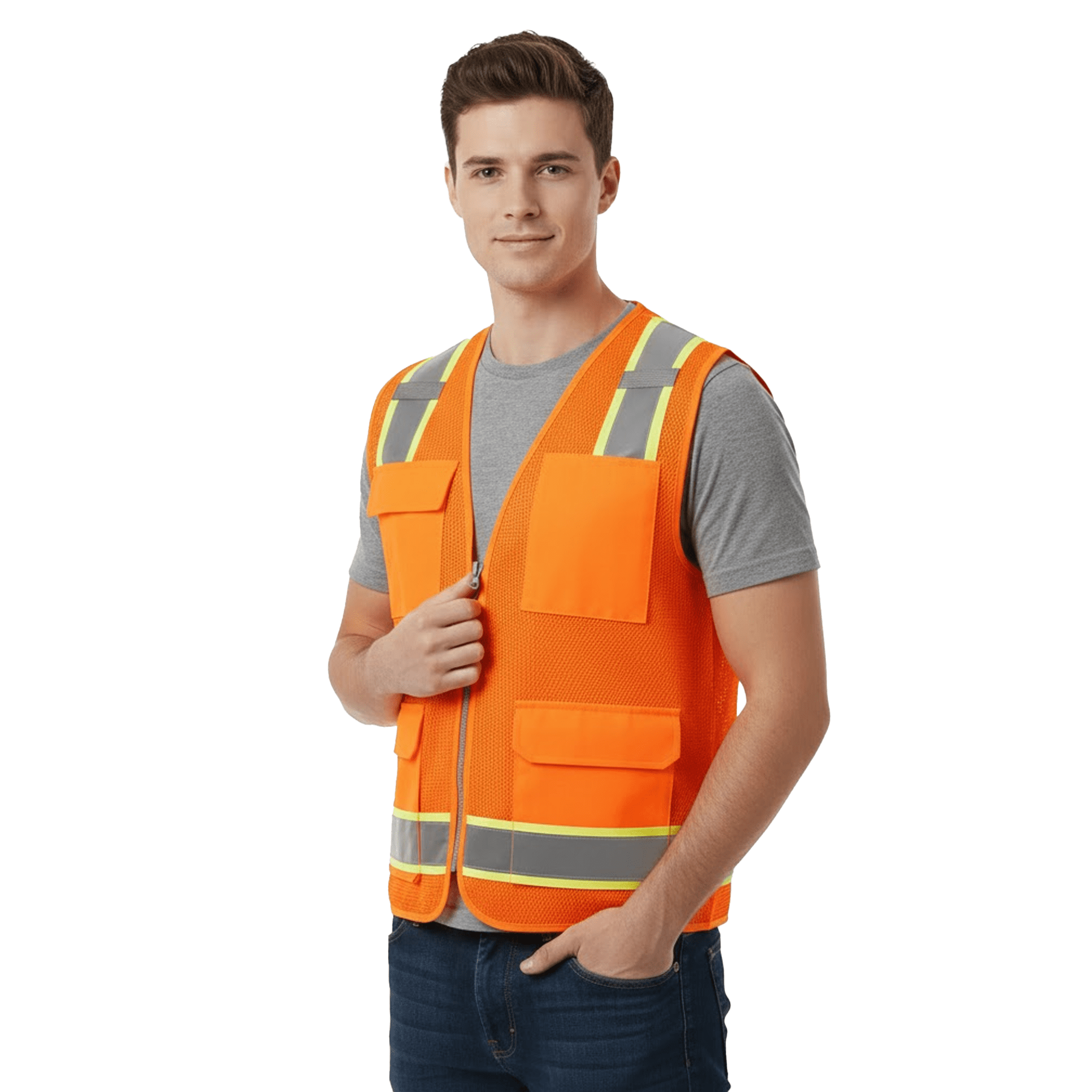 Zfeel High Visibility Safety Vest for Men, 2 Pack Mix Color Polyester Made Vest, XL