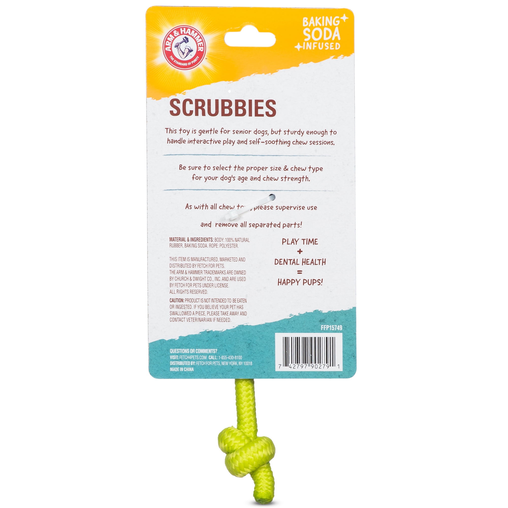Arm & Hammer Scrubbies Senior Treat N' Tug Dental Dog Chew Toy - Small