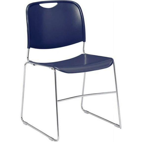Interion Plastic Stack Chair, Navy - Pack of 4