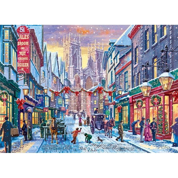 CLMCL 1000 Pieces Holiday Puzzles for Adult Jigsaw Puzzle 1000 Pieces Gradient Puzzle Difficult Christmas Puzzle Christmas Street