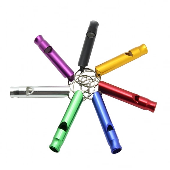 BESTSKY 6pcs Aluminum Whistles Emergency Survival Whistles with Key Chain for Referee Hiking Camping Climbing (Random Color)