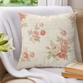 thumbnail image 3 of Pillow Covers 26x26 Set of 2, Pink Roses Throw Pillow Covers Decorative Couch Cushion Cover, Vintage Boho Farmhouse Botanical Leaves Microfiber Soft Square Pillowcases for Bedroom Living Room Sofa, 3 of 9