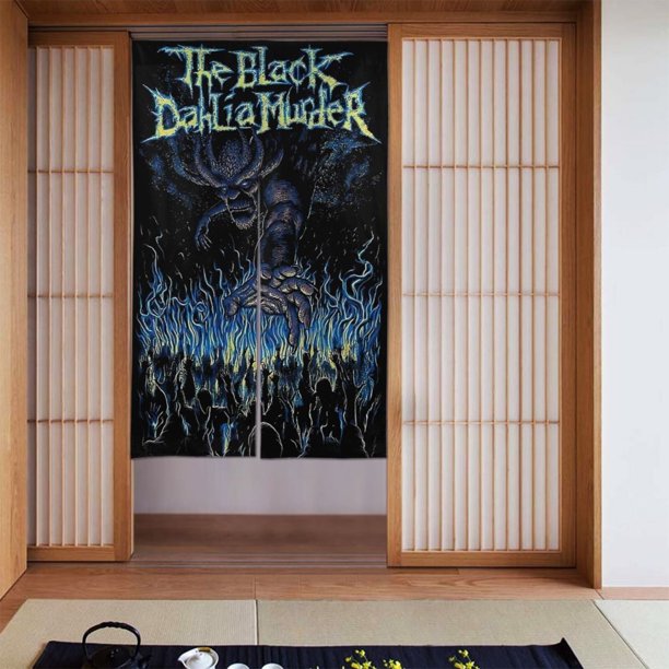 Cortina de puerta semiopaca con patrón de patchwork de dos piezas The Black Dahlia Murder, cortinas opacas decorativas para dormitorio, sala de estar, decoración de habitación de niños, 34 x 56