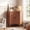 Walnut, variant on Jableast Fluted Corner Cabinet, Wood Corner Storage Cabinet with 2-Sliding Doors, Wooden Freestanding Narrow Storage Organizer for Small Space, Living Room, Dining Room, Bathroom, Walnut