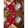 thumbnail image 2 of Red Snowman Christmas Burlap-Cotton Table Runner 108 Inches Long,Berry Snowflake Xmas Farmhouse Table Runners,Outdoor Dining Tablecloths Decor for Baby Shower/Party/Wedding 13x108, 2 of 9