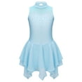 thumbnail image 3 of TSSOE Kids Girls Ballet Dance Dress Sleeveless Turtleneck Figure Ice Skating Dress Dancewear Light Blue 14, 3 of 7