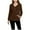 Brown, variant on Women's Ribbed Hooded Shirt Lightweight Long Sleeve Button-Detail Pullover with Pockets Solid Color Casual Hoodie