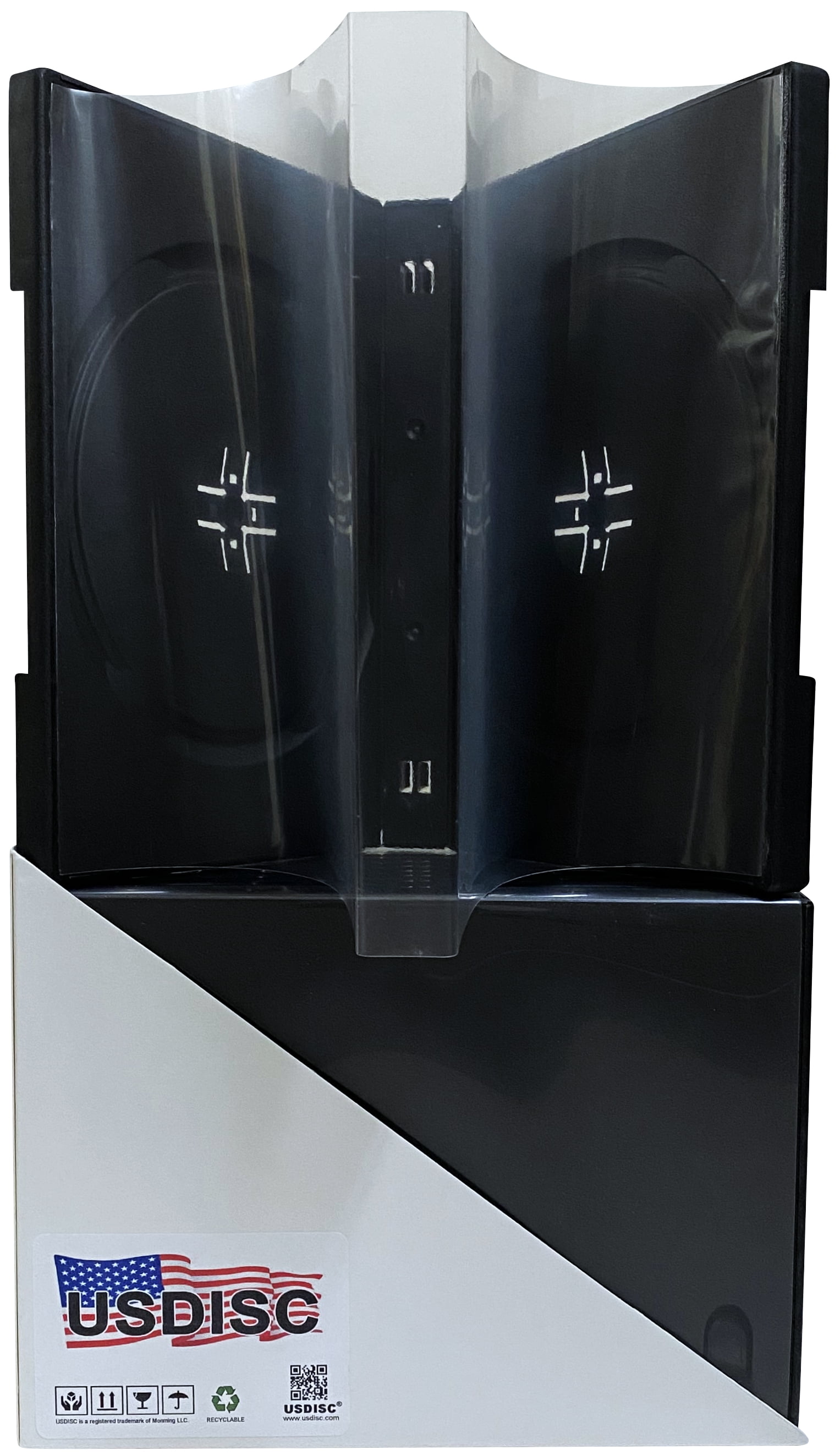 USDISC DVD Cases Chubby 22mm Economy, Sextuple 6 Disc, Black, Pack Of 10