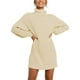 thumbnail image 5 of Vestidos De Suéter Para Mujer, Rayas Verticales, Cómodos, Mangas Largas De Linterna, Vestido De Suéter, Suéter, Hasta La Rodilla, Informal, Para Dama, Para Oficina, Para Citas ANGGREK No, 5 of 6
