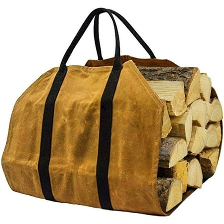Firewood Bag Carrier Log Carrier for Firewood Large Canvas Log Tote Bag with Handle Waxed Canvas Wood Carrier Durable Fireplace Firewood Carrier