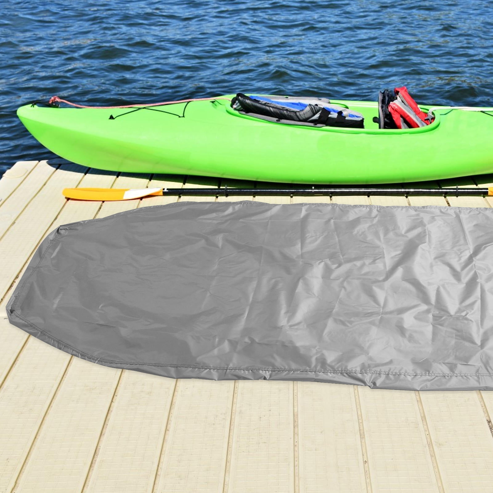 BESTYASH Grey Waterproof Kayak Protective Cover with Durable Rubber Fabric and Adjustable Buckles for Outdoor Use