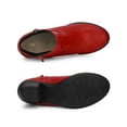 thumbnail image 4 of BLISSFUL STEP Women's Shoes Round Toe Stacked Block Heel Zipper Ankle Boots Red 8, 4 of 7