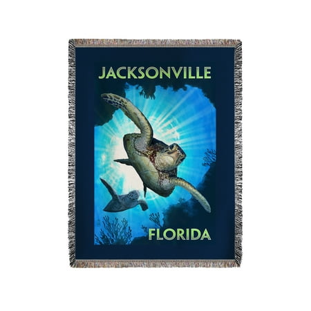 Jacksonville, Florida - Sea Turtle Diving - Lantern Press Poster (60x80 Woven Chenille Yarn (Best Diving In South Florida)