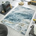 thumbnail image 2 of Ice Blue Marble Pattern Area Rugs, 4x8ft Modern Ocean Blue Art Entryway Rug Short Pile Non-Slip Soft Washable Indoor Thin Floor Carpet for Living Room Bedroom, 2 of 6