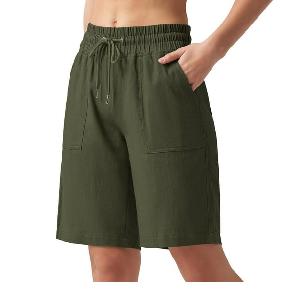 Summer Akafmk Summer Womens Shorts,Women Cotton Linen Shorts,Womens Summer Fashion Solid Casual Elastic Waist Half Short Pants