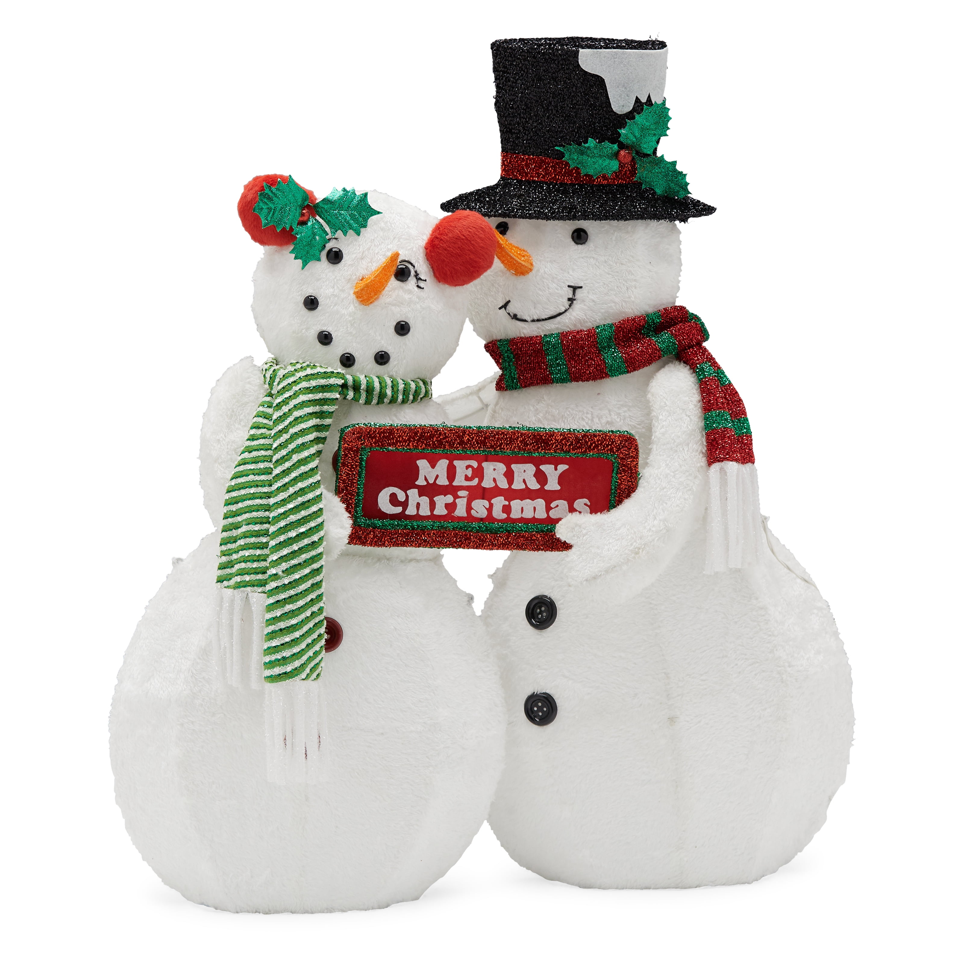 Belham Living Prelit Snowman Couple Christmas Figurine, 34 in Walmart