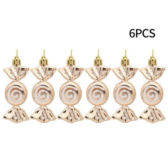 6Pcs Christmas Decoration Electroplating Painted Candy Props Christmas Tree Pendant