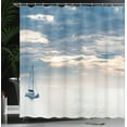 thumbnail image 4 of Ambesonne Nautical Shower Curtain, Sailing Yacht Sunset, 69"Wx75"L, Blue, 4 of 5