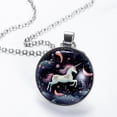 thumbnail image 2 of Starry Unicorn Women's Circular Glass Pendant Necklace - Elegant Jewelry for Women, 2 of 5